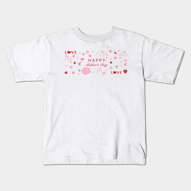 Hand drawn abstract roses, hearts, love, lips, kiss collage banner Kids T-Shirt by GULSENGUNEL